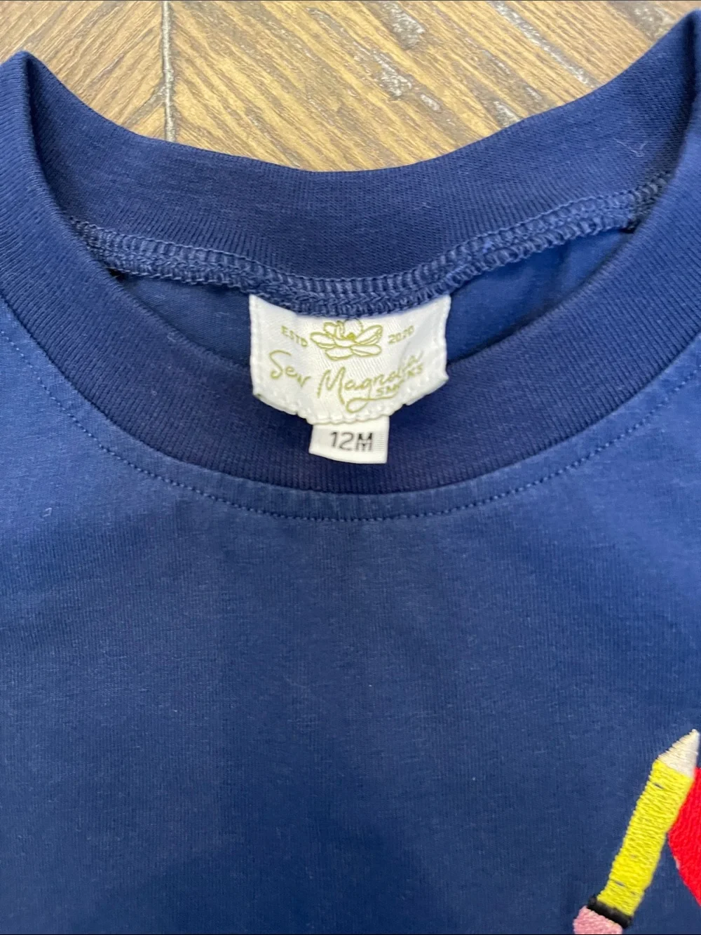 Sew Magnolia Smocks Navy Monogrammed  Set with School Supplies Print MCA